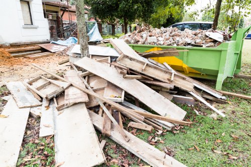 Properly loaded domestic skip for home renovation