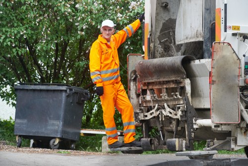 Collected garden waste being prepared for recycling